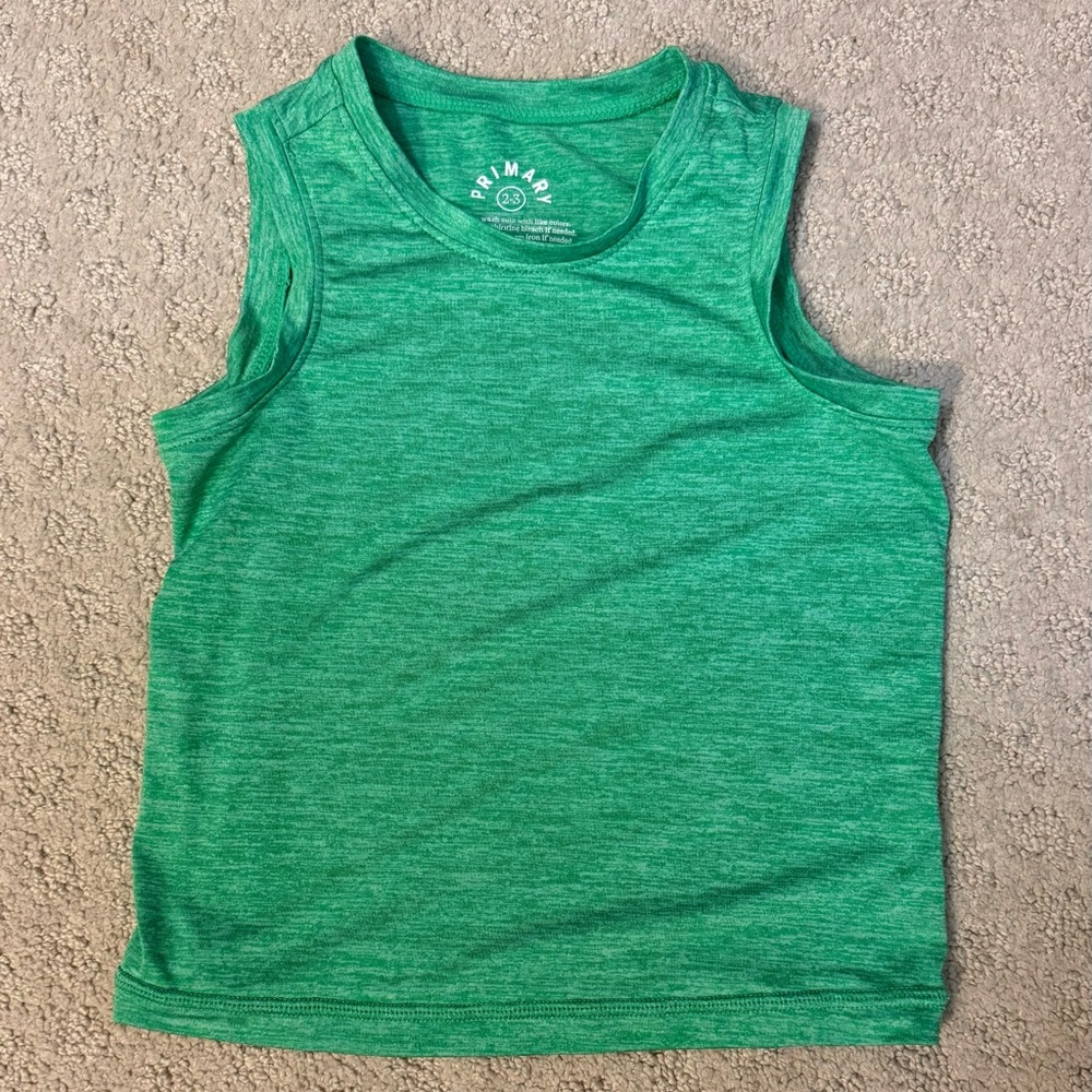 Primary Stay Cool Emerald Green Heathered Dri Fit Tank Top, Unisex, Size 2-3